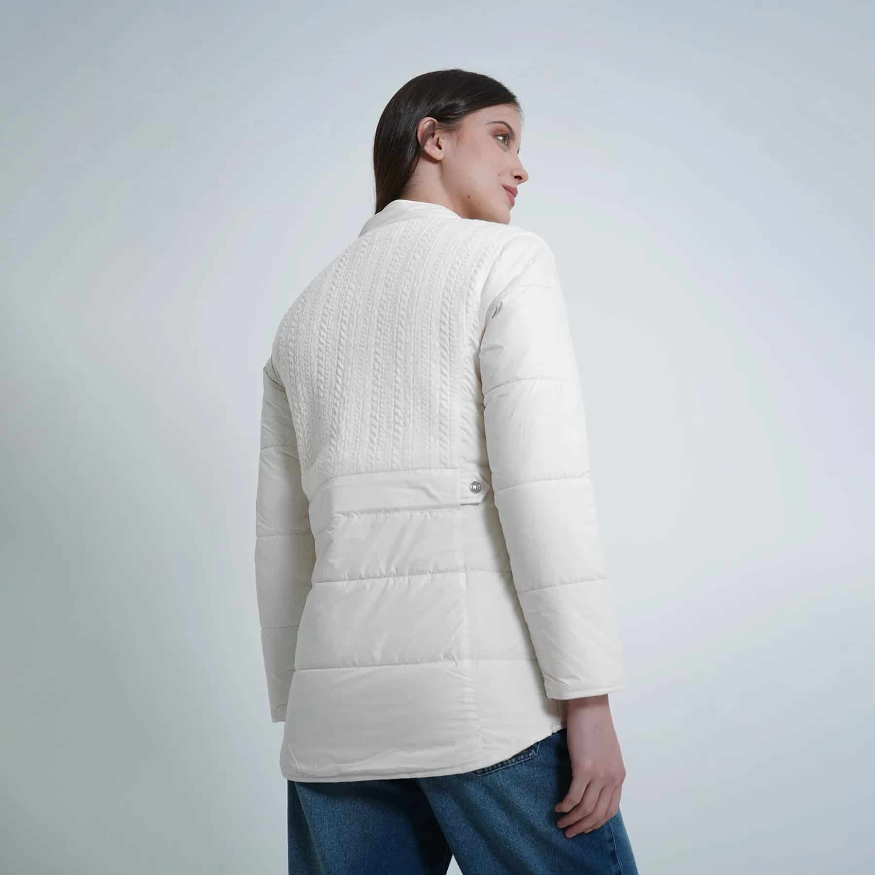 Chaqueta acolchada cuello alto con tejido - miniatura 6