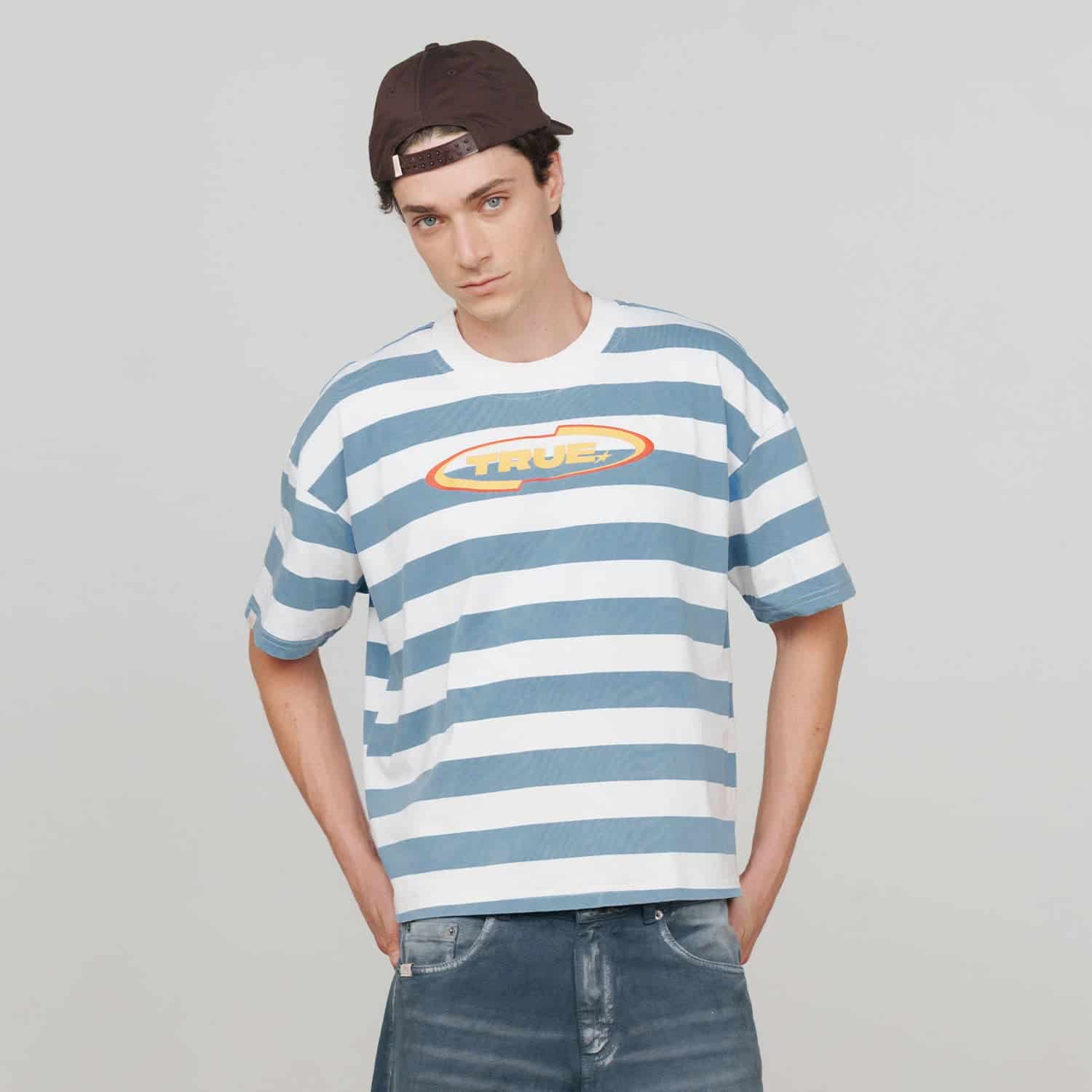 Racing Stripes Boxy Tee - Blue - miniatura 3