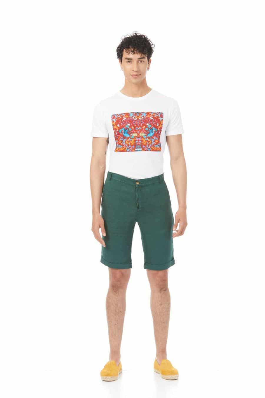 Men's linen bermuda green - miniatura 3