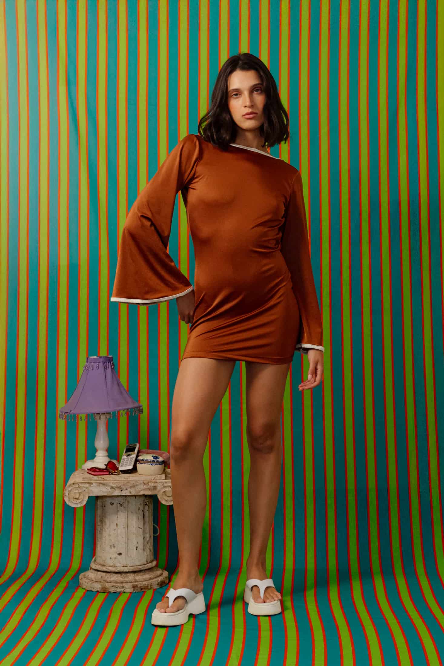 Lallywood Dress In Brown - miniatura 3