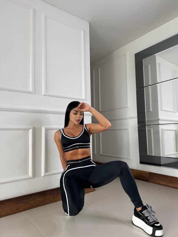 SET ALO NEGRO LEGGINS LINEA BLANCA - miniatura 2