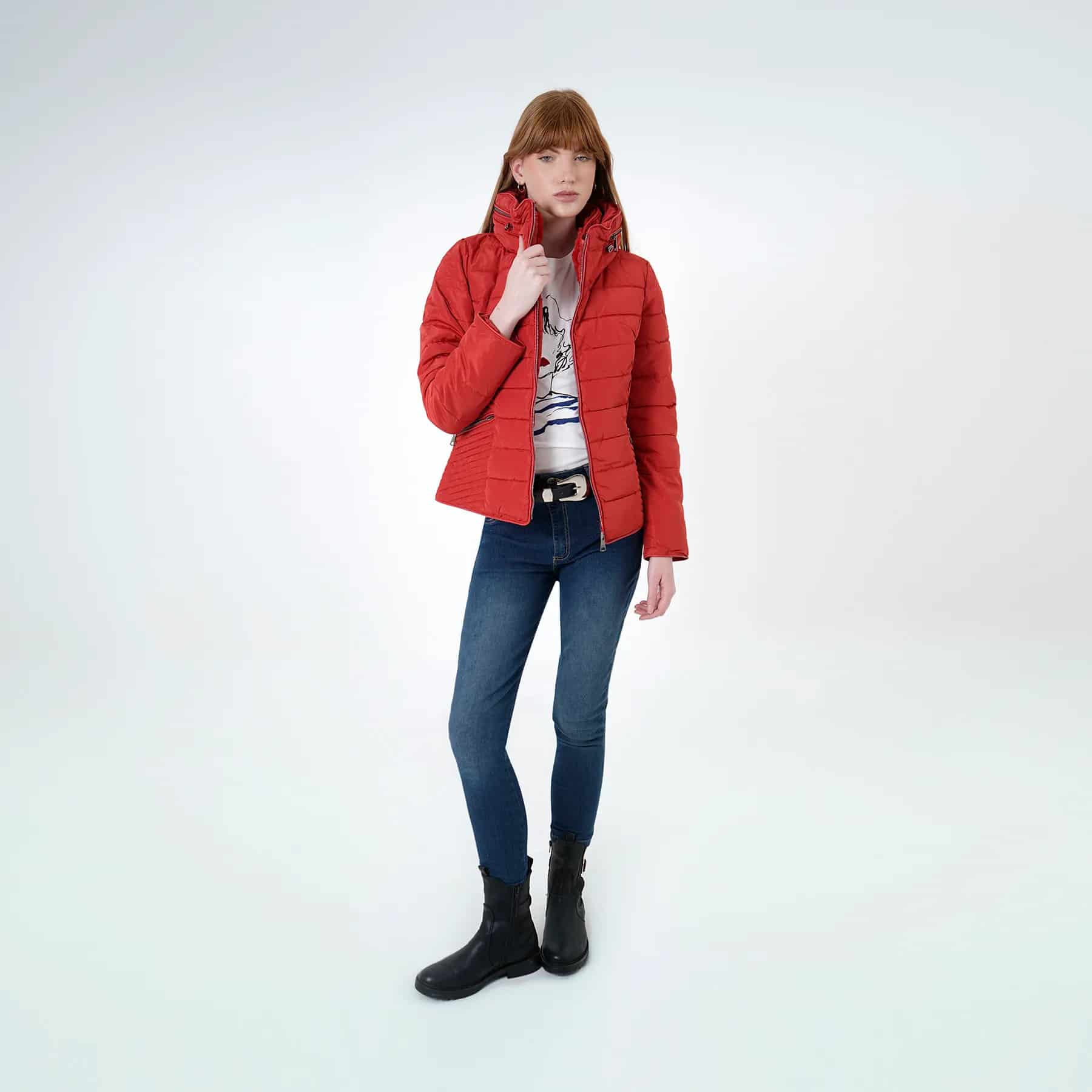 Chaqueta acolchada cuello alto con capucha interna - miniatura 53