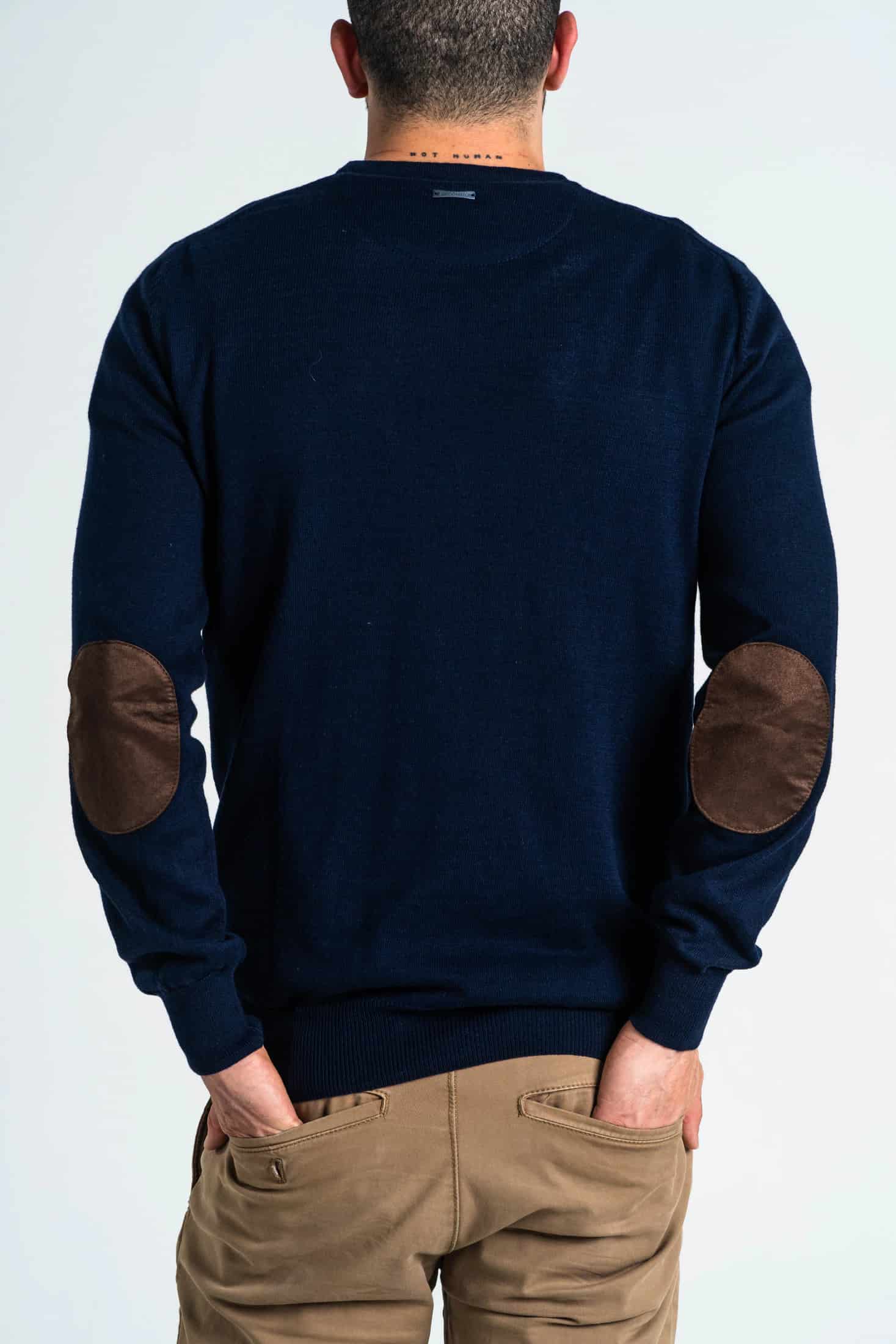Saco Coderas Cuello V Algodón Azul Oscuro - miniatura 3