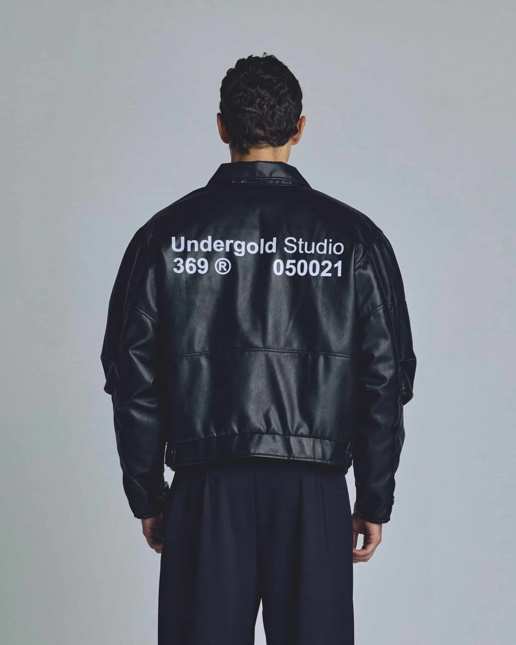 Basics Undergold Studio Leather Boxy Fit Jacket Black - miniatura 6