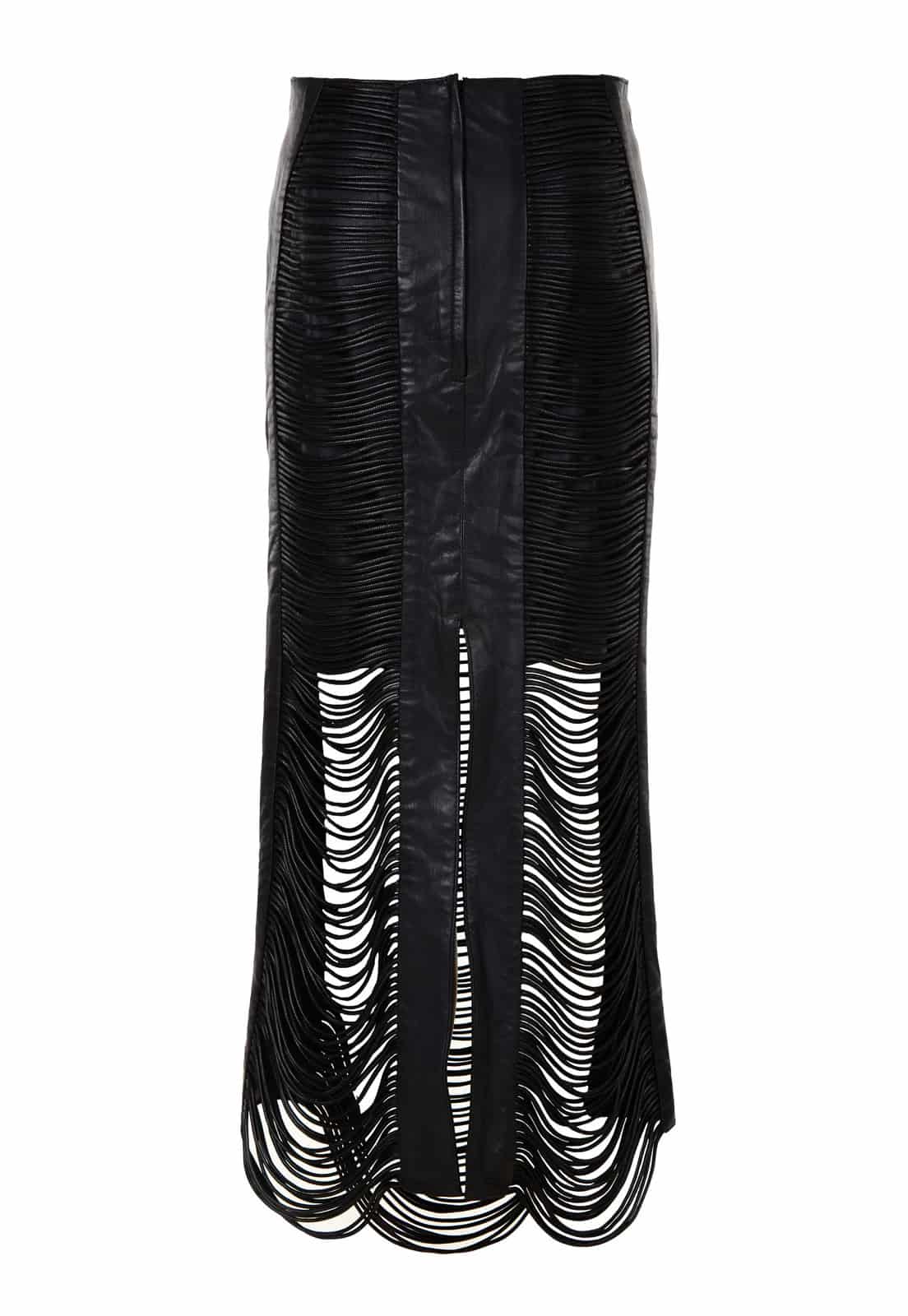 LEATHER SNAKE-LIKE CORD SKIRT - miniatura 3
