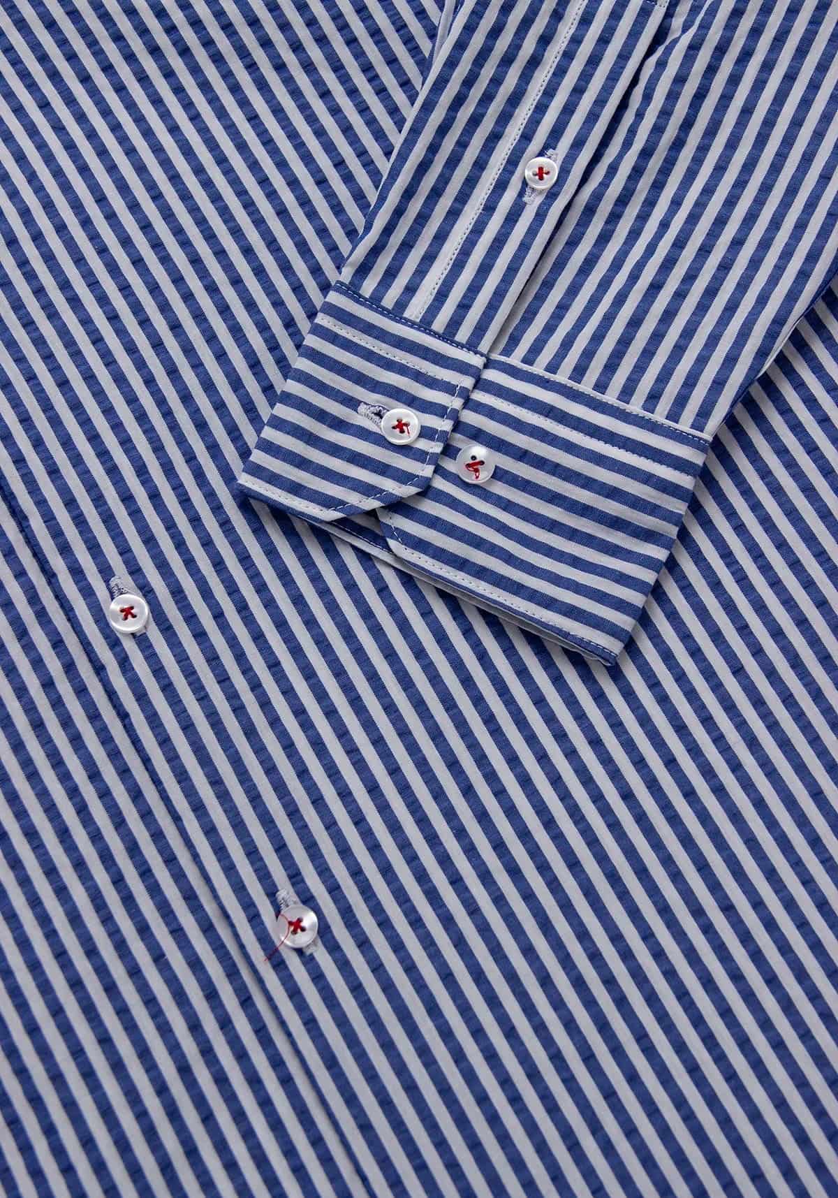 Camisa Seersucker Raya Candela Algodón Azul Medio - miniatura 3