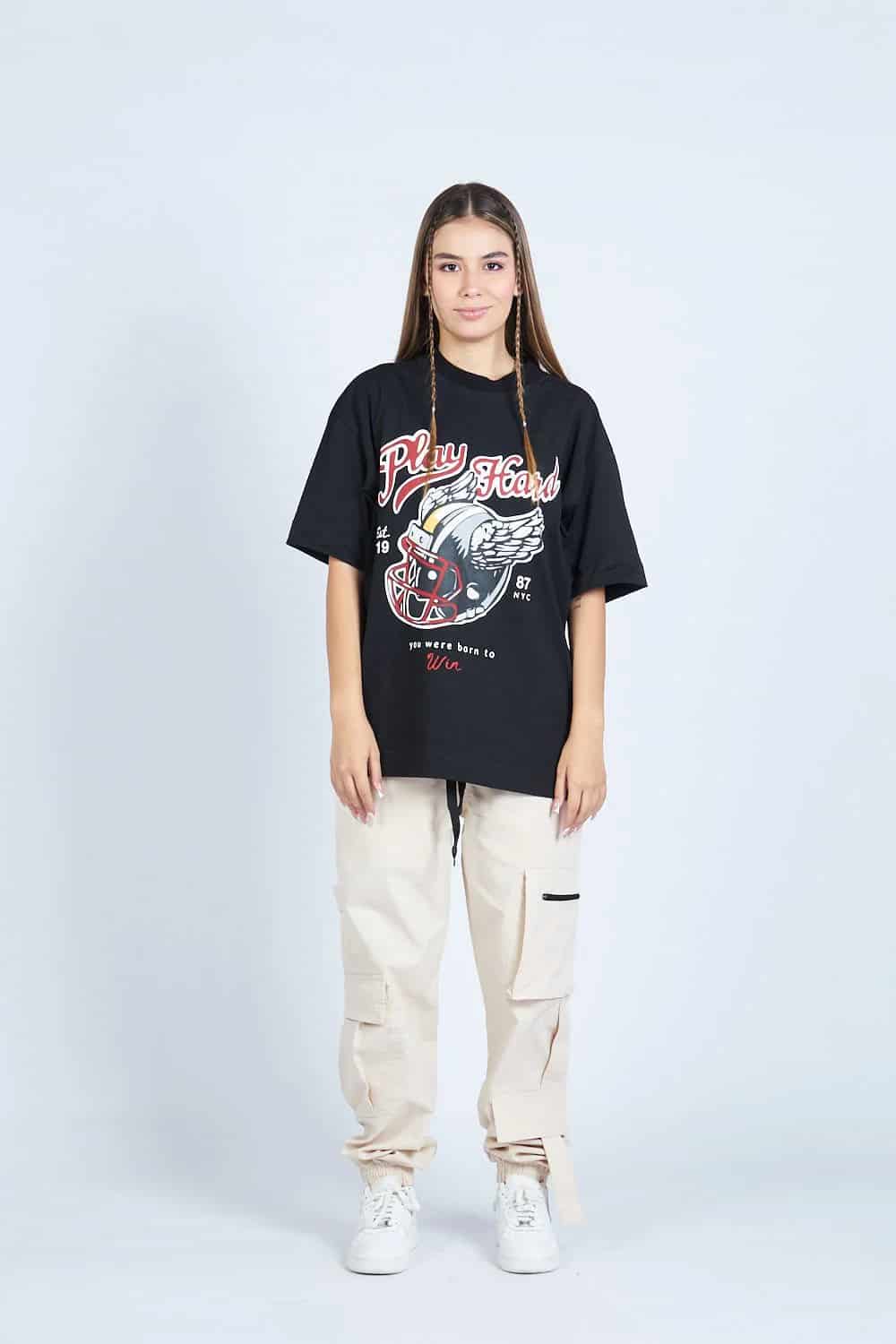 Camiseta oversize PLAY HARD NEGRO | DROP 03 | - miniatura 1