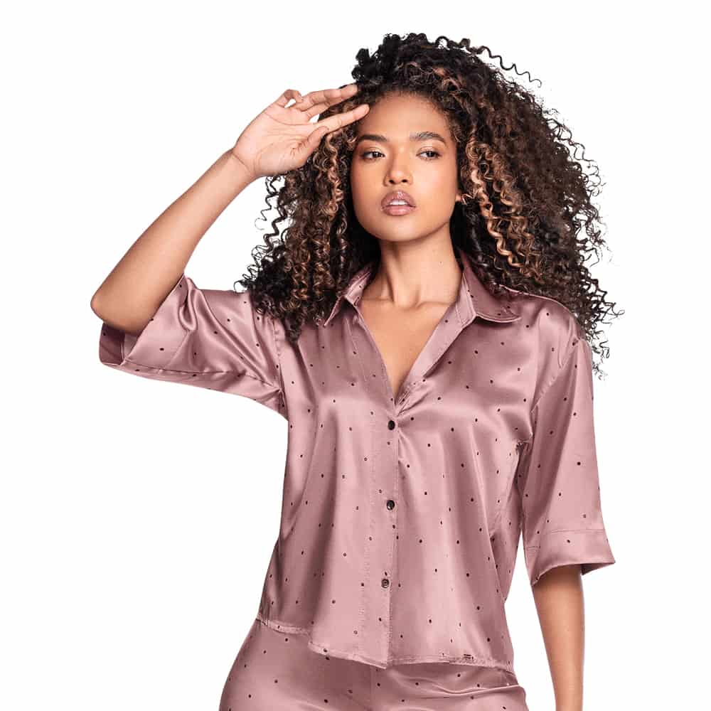 CAMISA DE PIJAMA EN SATÍN MANGA CORTA - miniatura 2