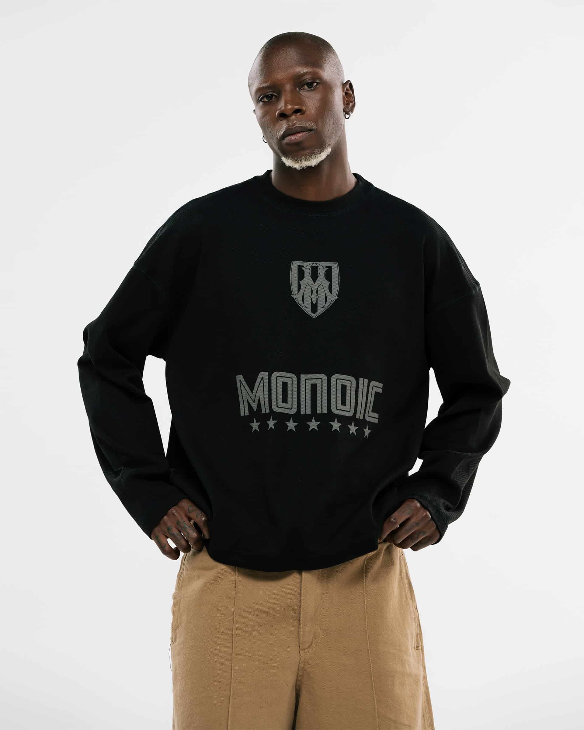 Camiseta Oversized Shield Waffle Long Sleeve - Negro (Exclusive) - miniatura 2