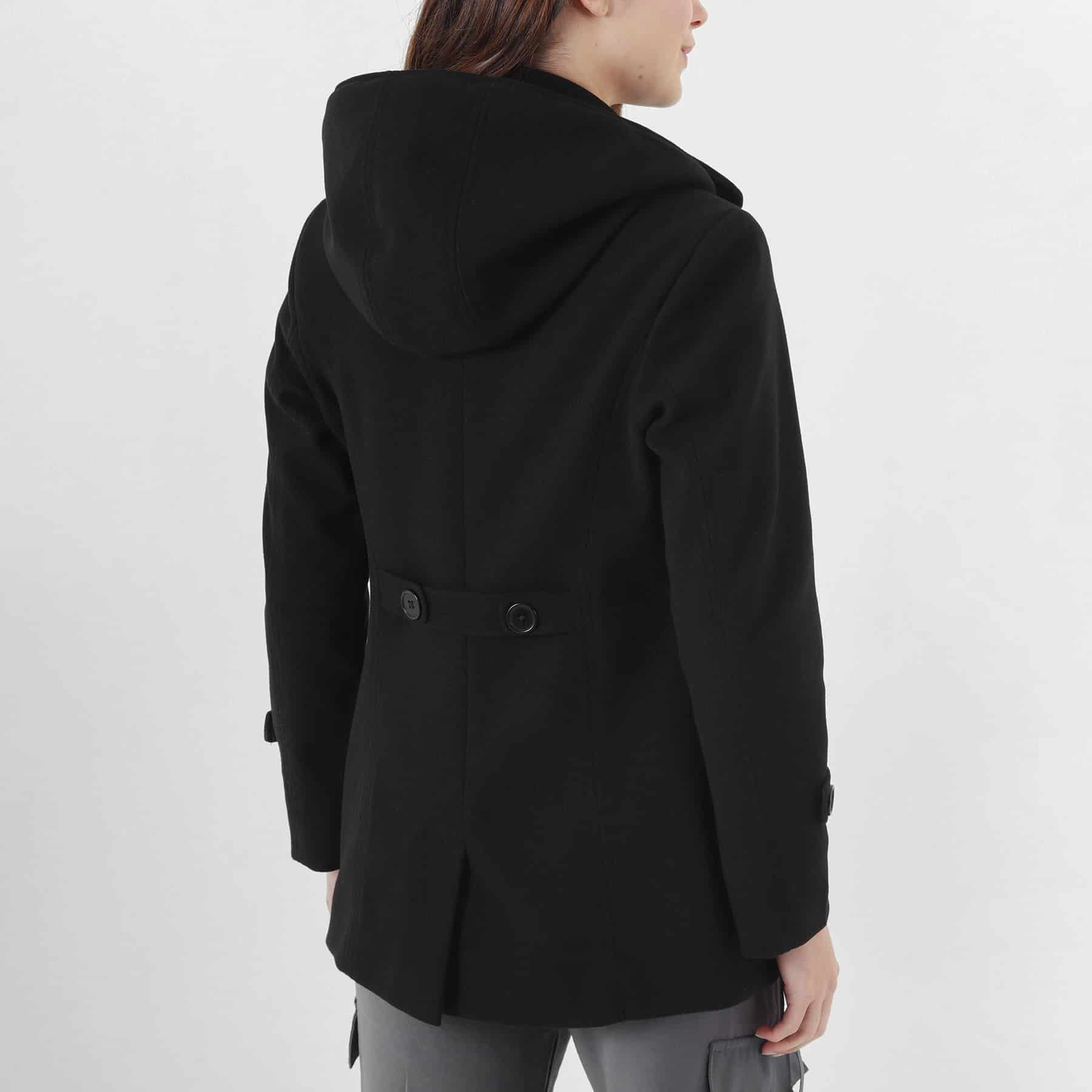 Chaqueta abrigo trench cruzado cuello solapa con capucha - miniatura 30