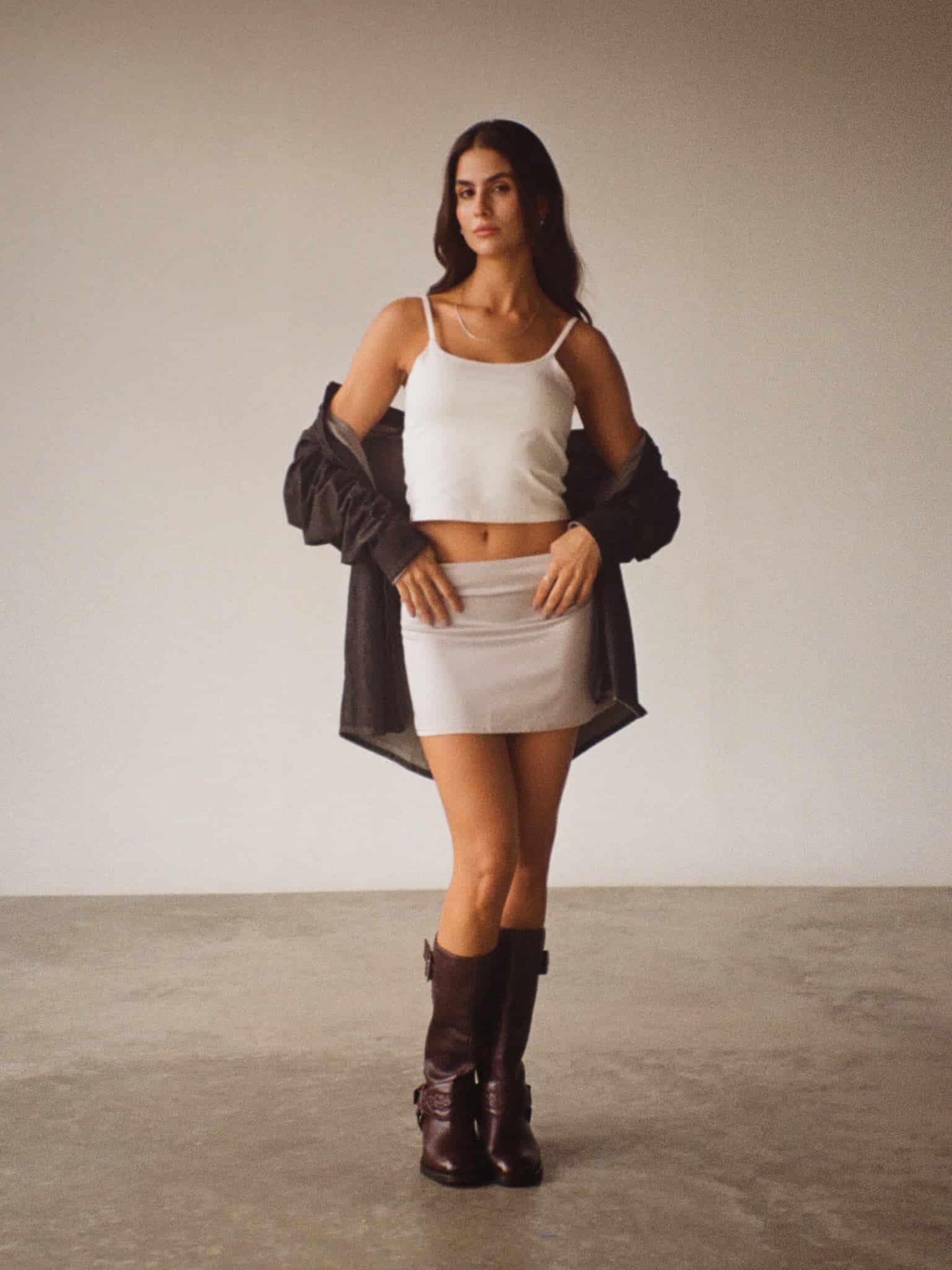 SATIN MINI SKIRT - SILVER - miniatura 11