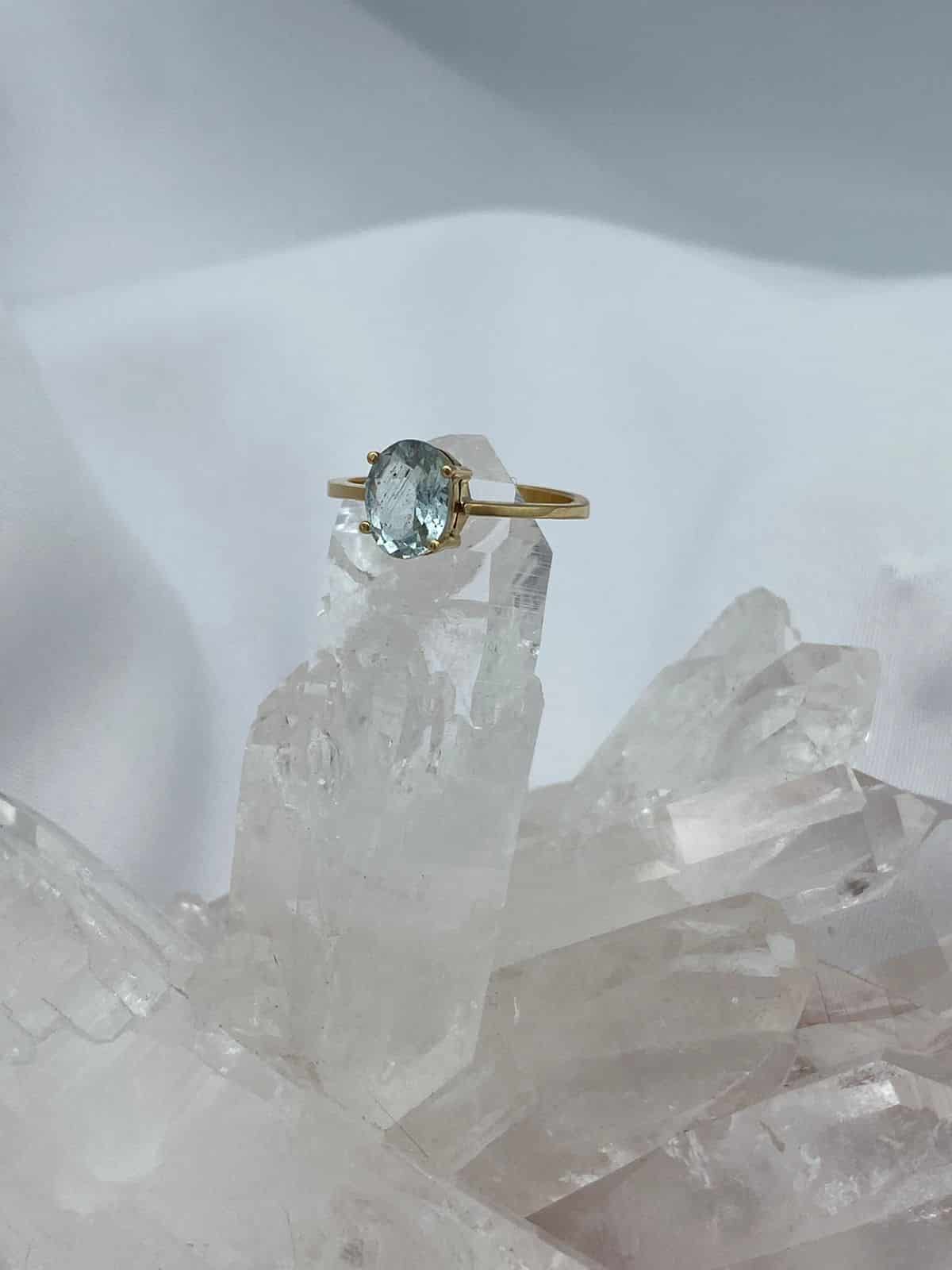 Anillo Aguamarina Óvalo Oro Amarillo 18 K - miniatura 1