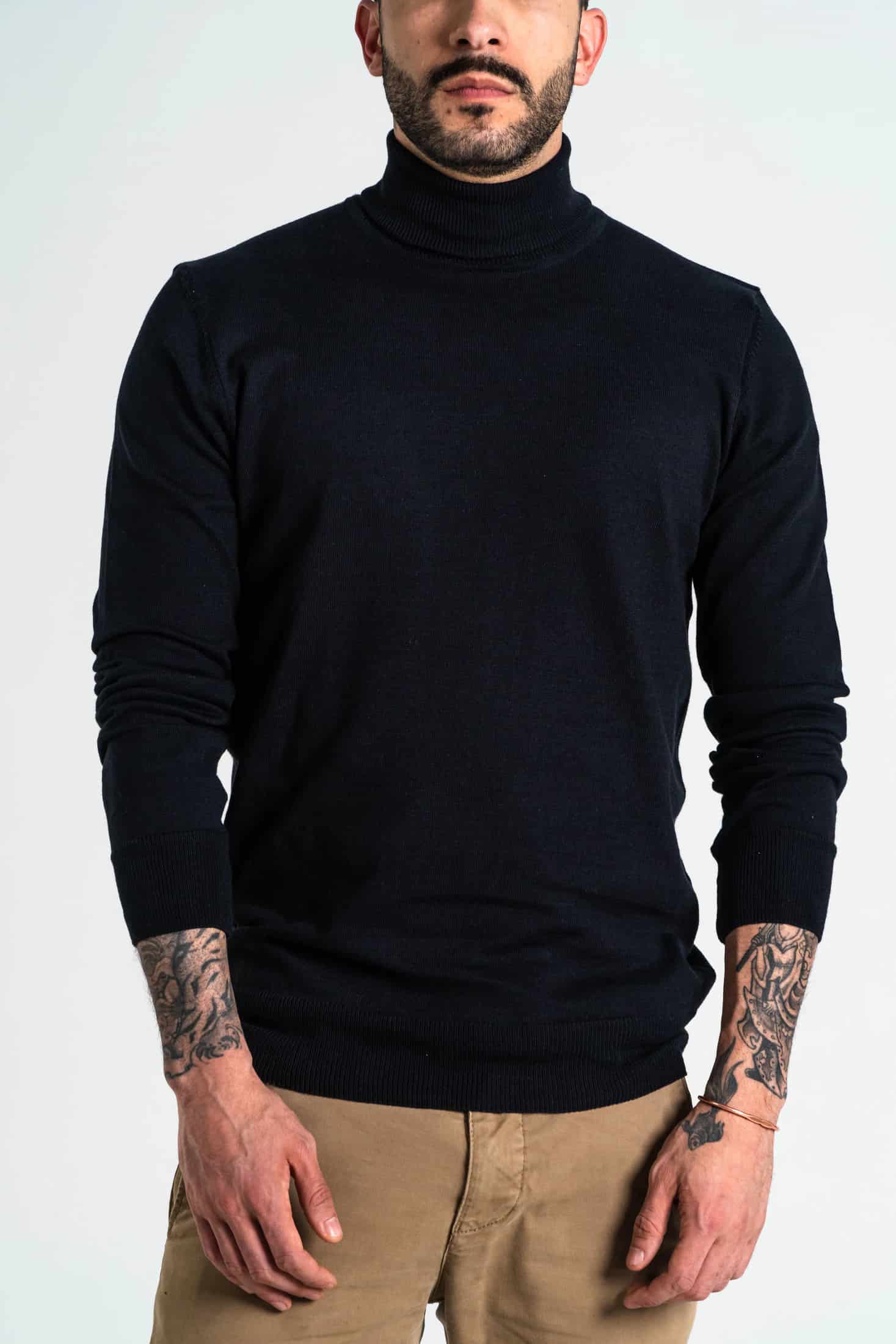 Jersey Cuello Alto Algodón Negro - miniatura 1