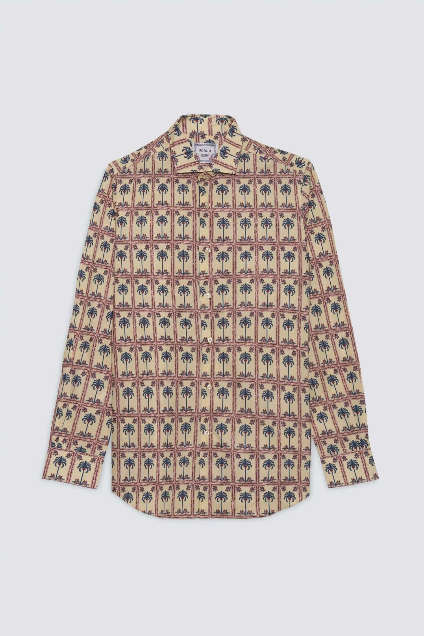 Men's cotton shirt beige tambour - miniatura 1