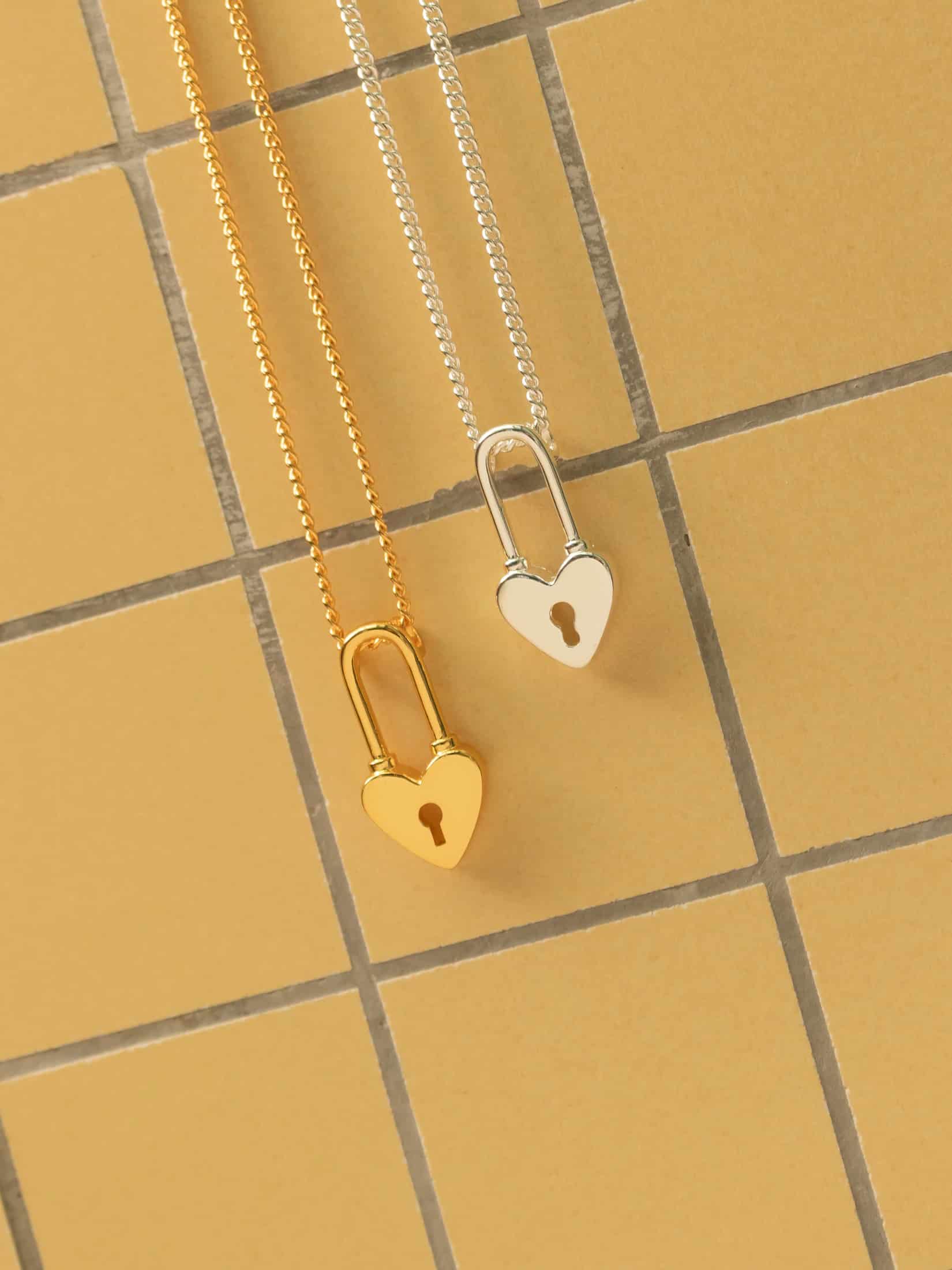 Collar Corazón Candado + Aretes - miniatura 1