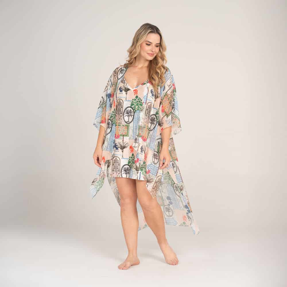 Kimono Manga 3/4 con Estampado Lotto Blanco. - miniatura 2