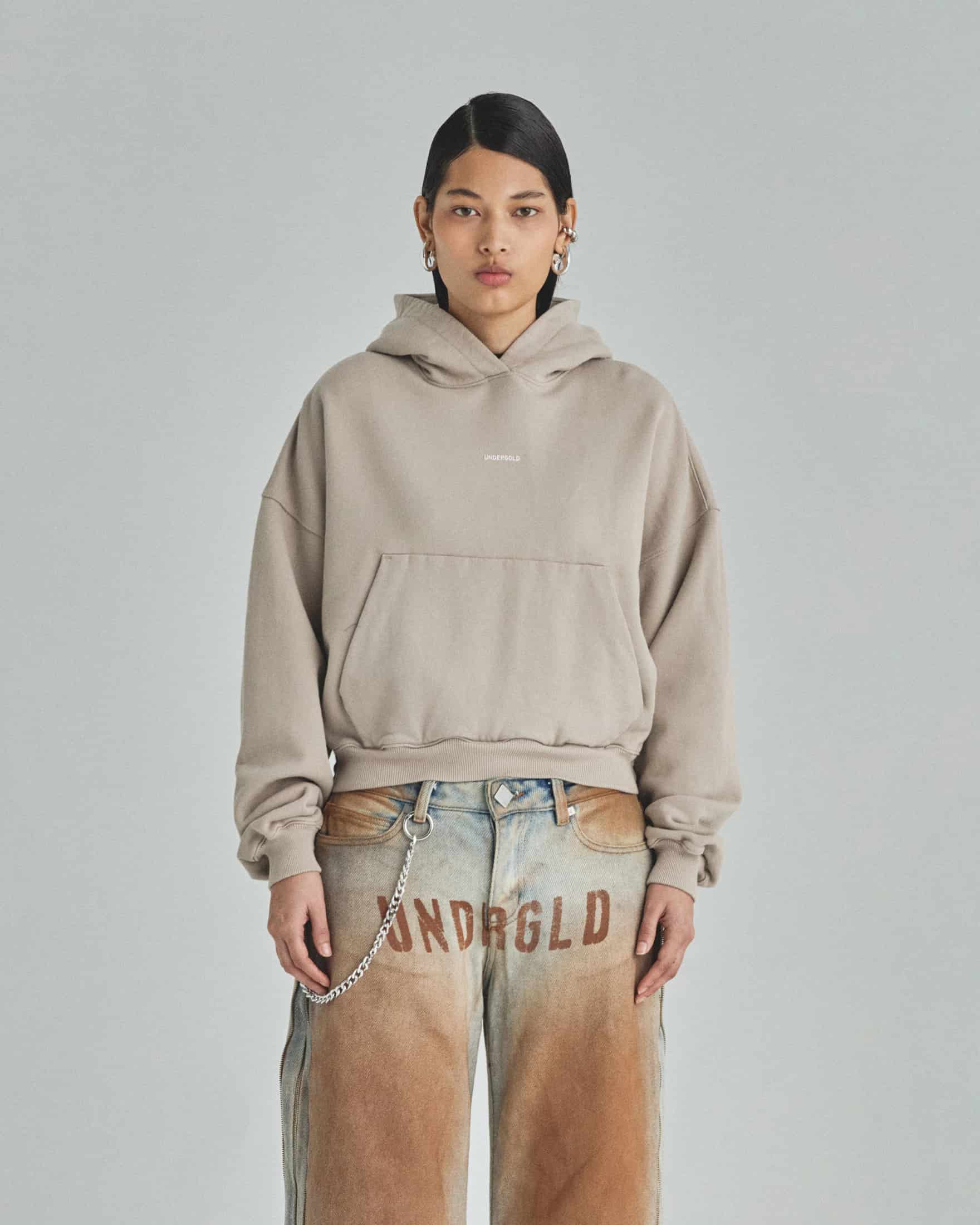 W Basics Undergold Boxy Fit Hoodie Cream - miniatura 2