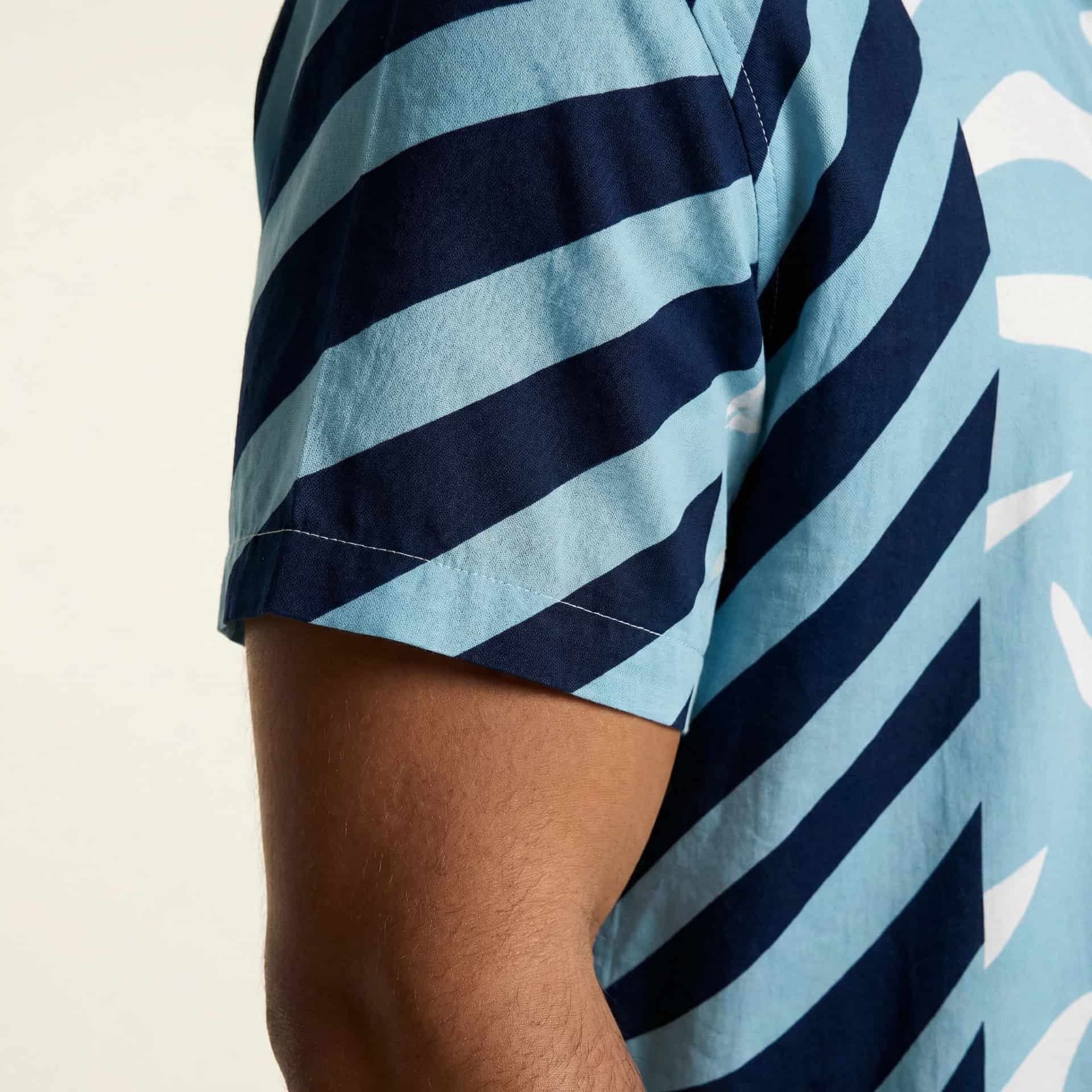 Camisa Cuello Clasico Estampada Azul JO022 - miniatura 6