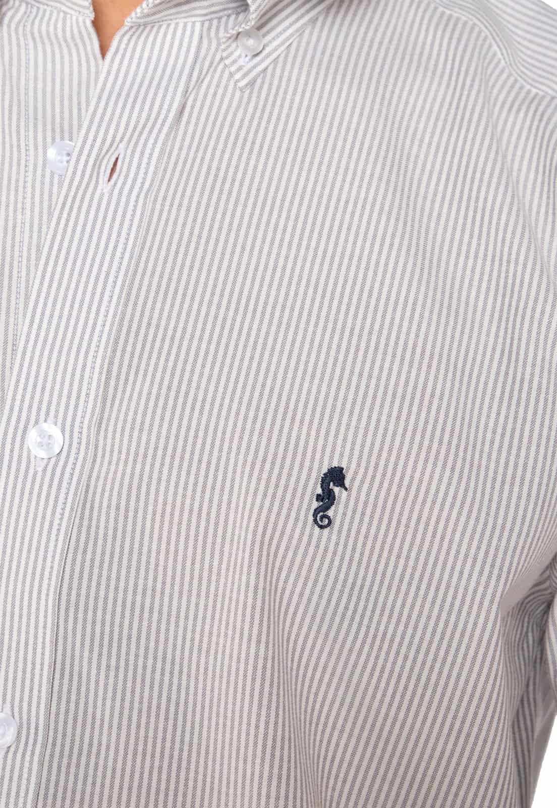 Camisa Manga Larga Oxford Rayas Grises - miniatura 2