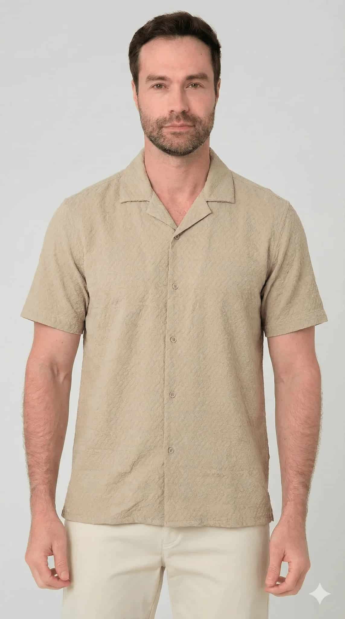 Camisa manga corta con textura para hombre Jon Sonen 027225019 - miniatura 3