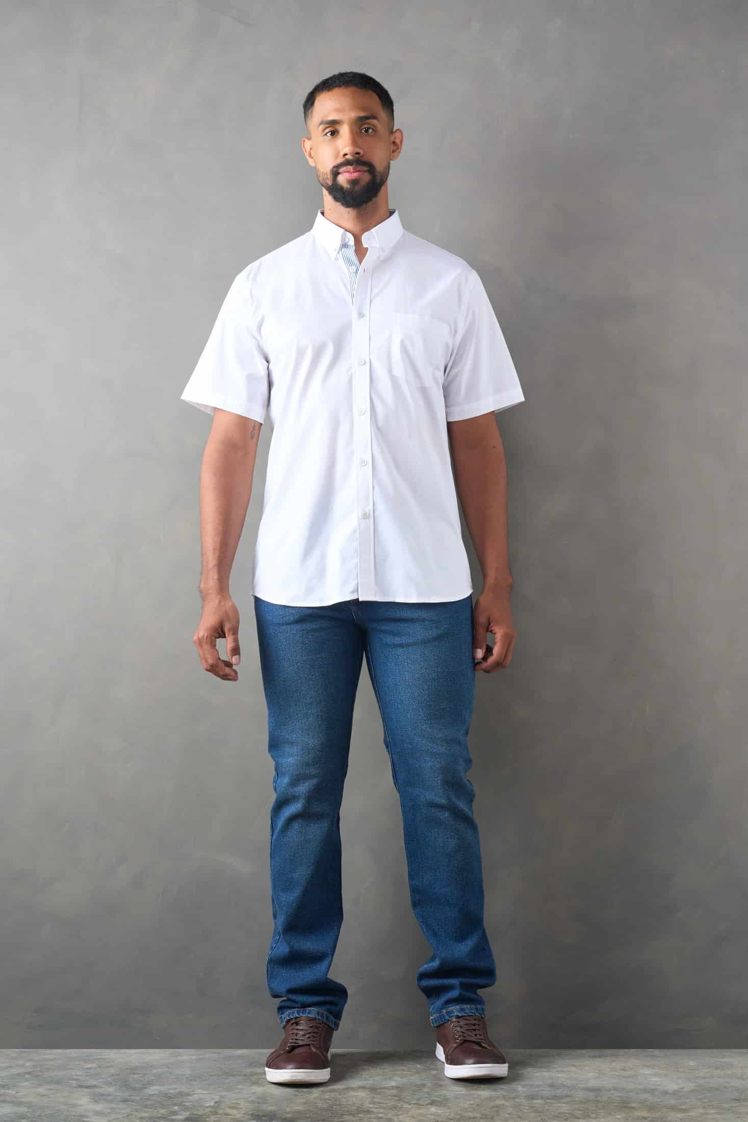Camisa regular fit manga corta blanco - miniatura 4