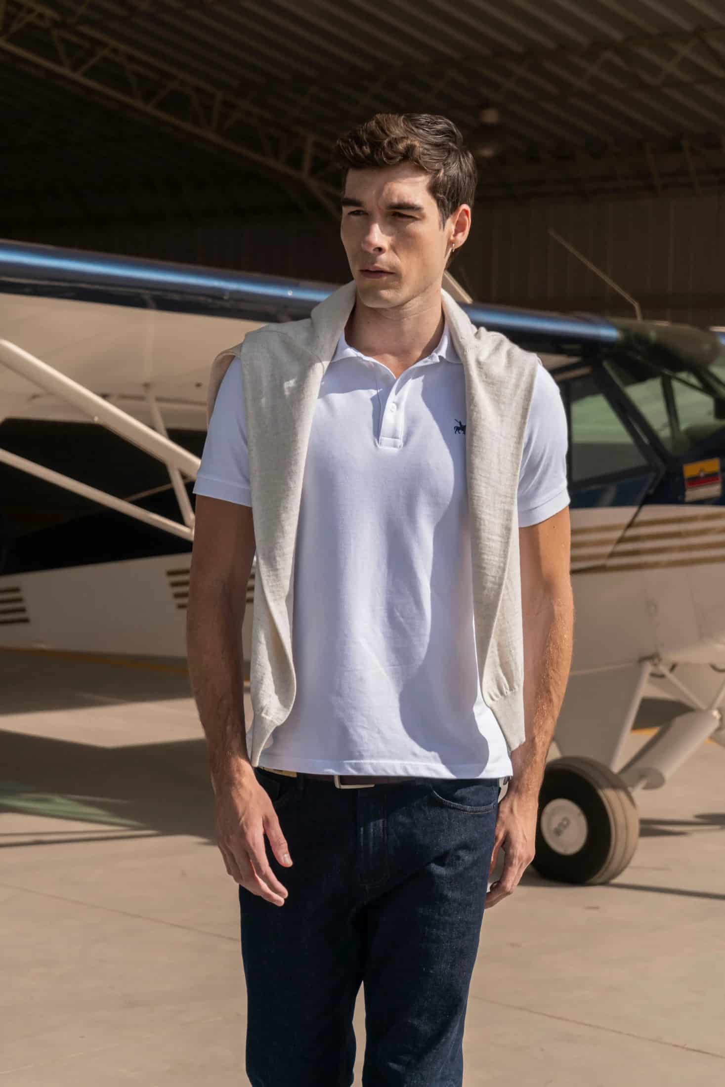 Camiseta Polo Basic Hombre Blanca - miniatura 1