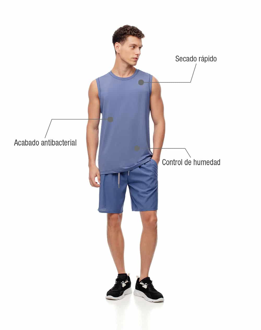 Camisilla deportiva antibacterial azul hombre - miniatura 2