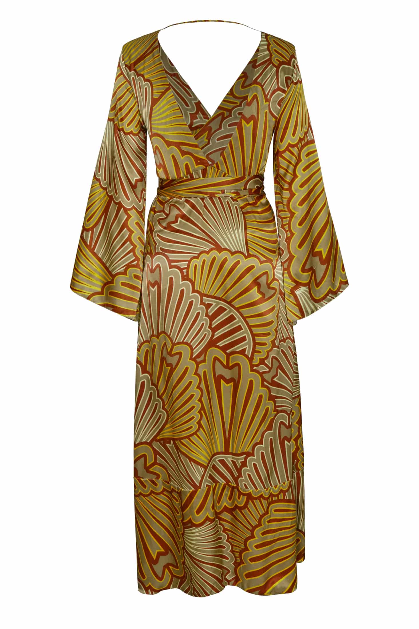 Pacífico Satin Silk Midi Dress / Yellow Intricate Shells - miniatura 3