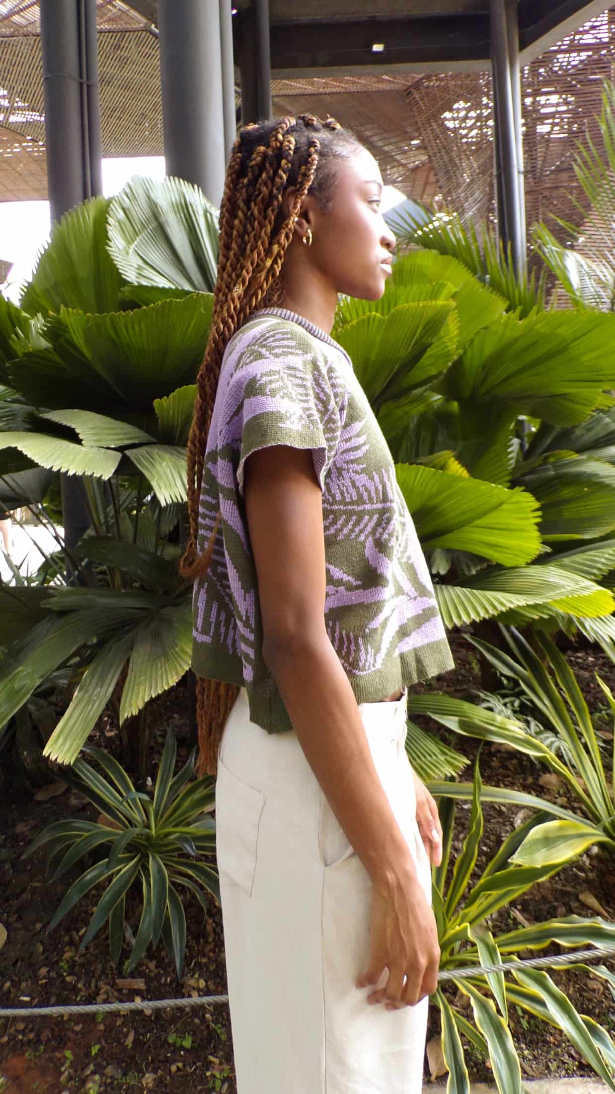 Blusa Palmas - verde militar y lila - miniatura 3