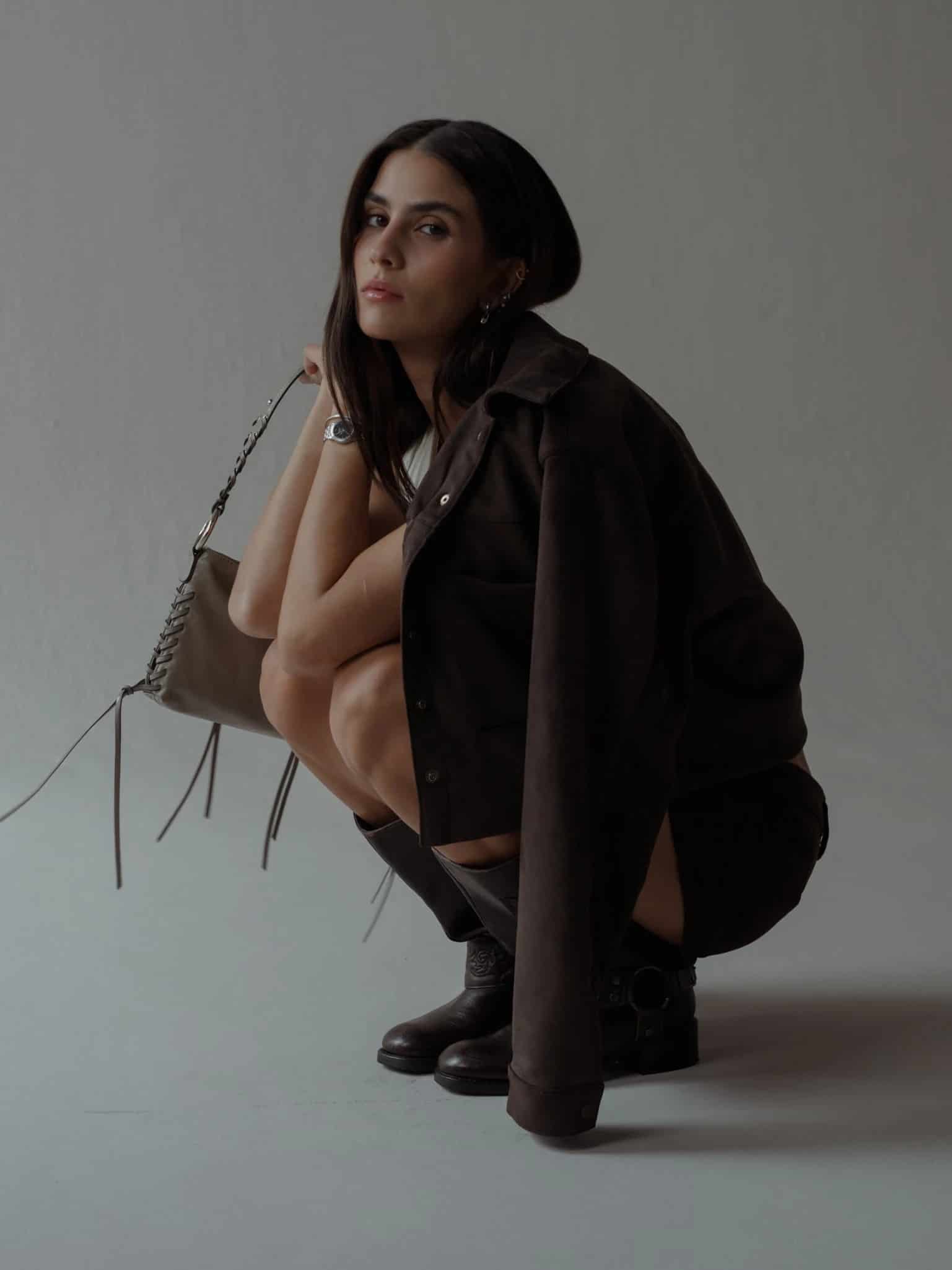 SUEDE BOXY JACKET - ESPRESSO - miniatura 9