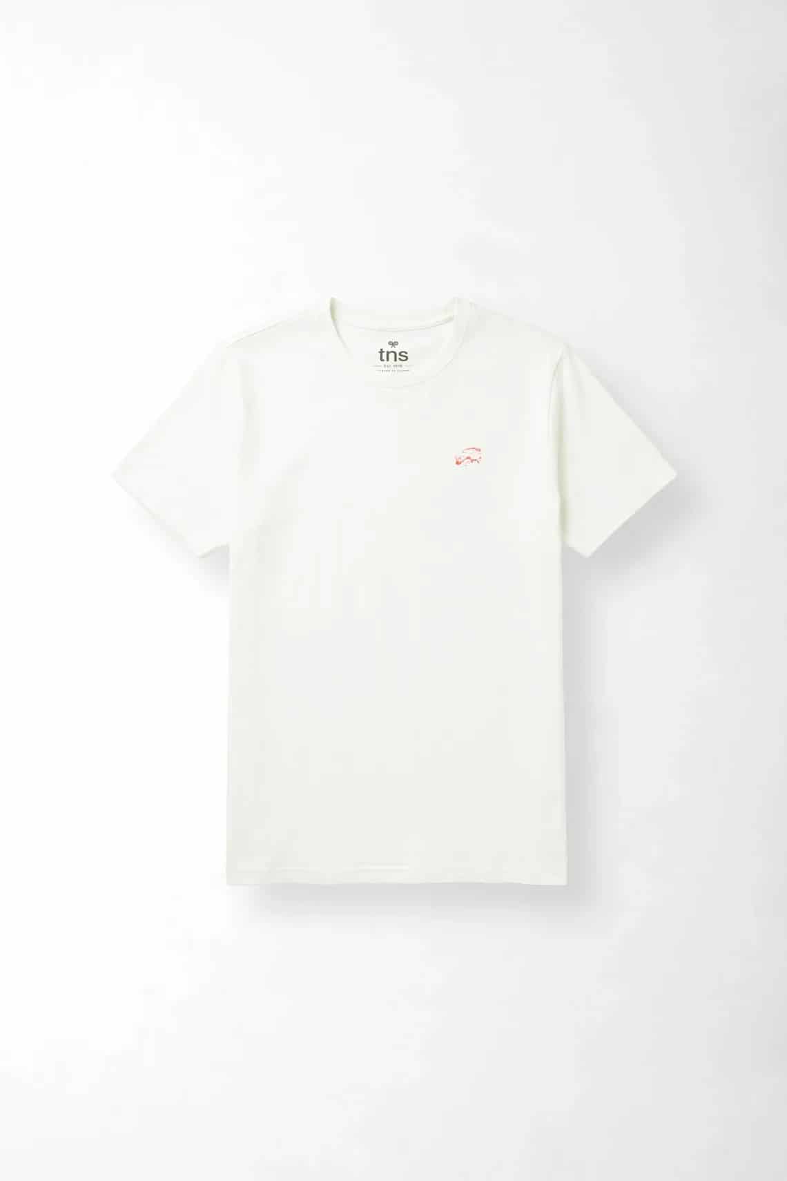 Camiseta regular con mini gráfico al pecho de algodón blanco para hombre - miniatura 3