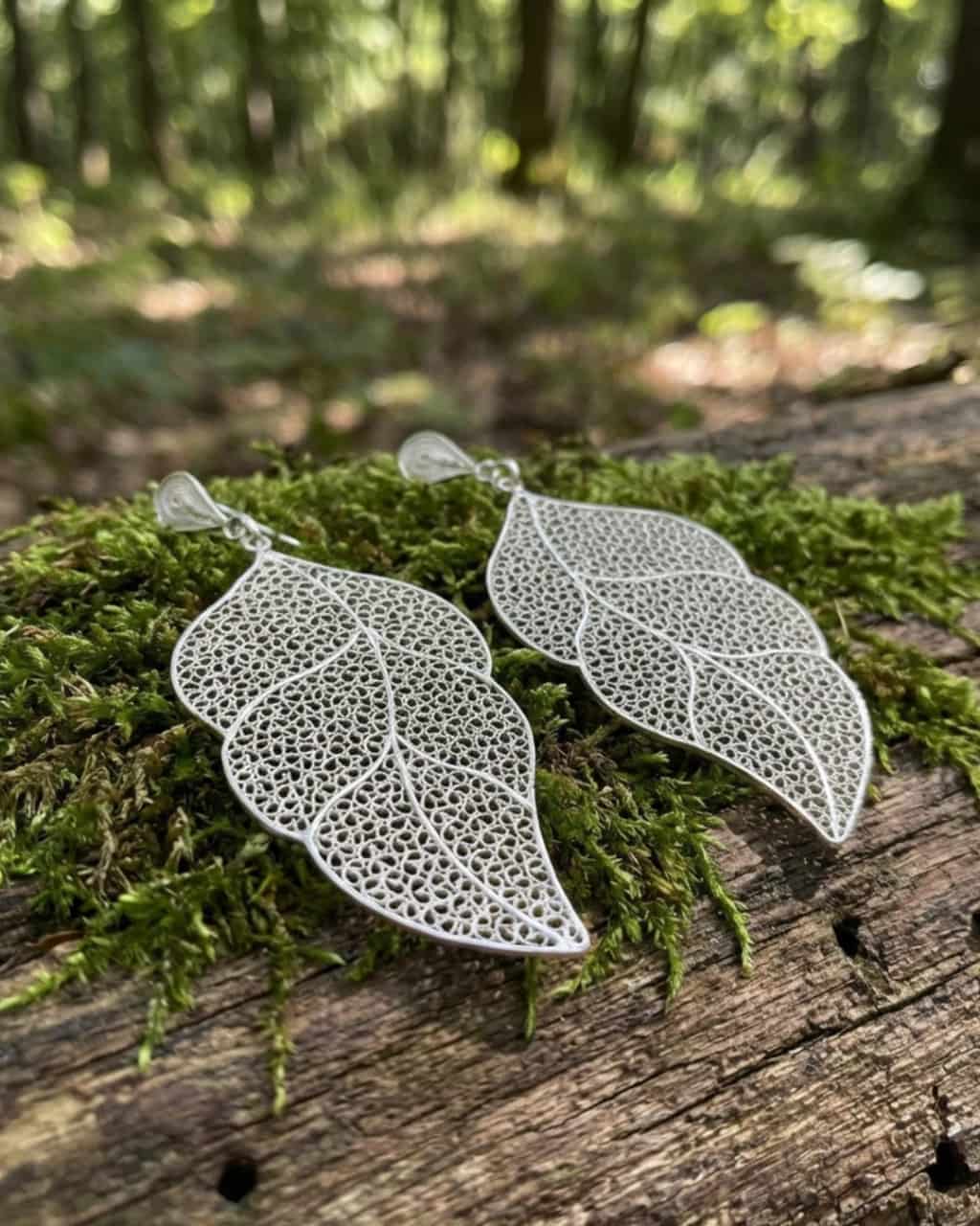 Arete Topos hojas Maxi Filigrana en plata - miniatura 2