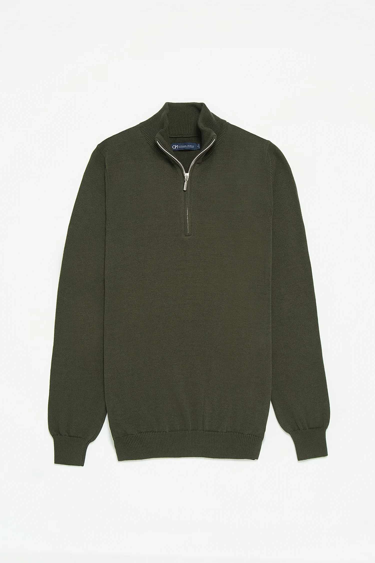 Saco Half Zip Algodón Verde Militar - miniatura 1