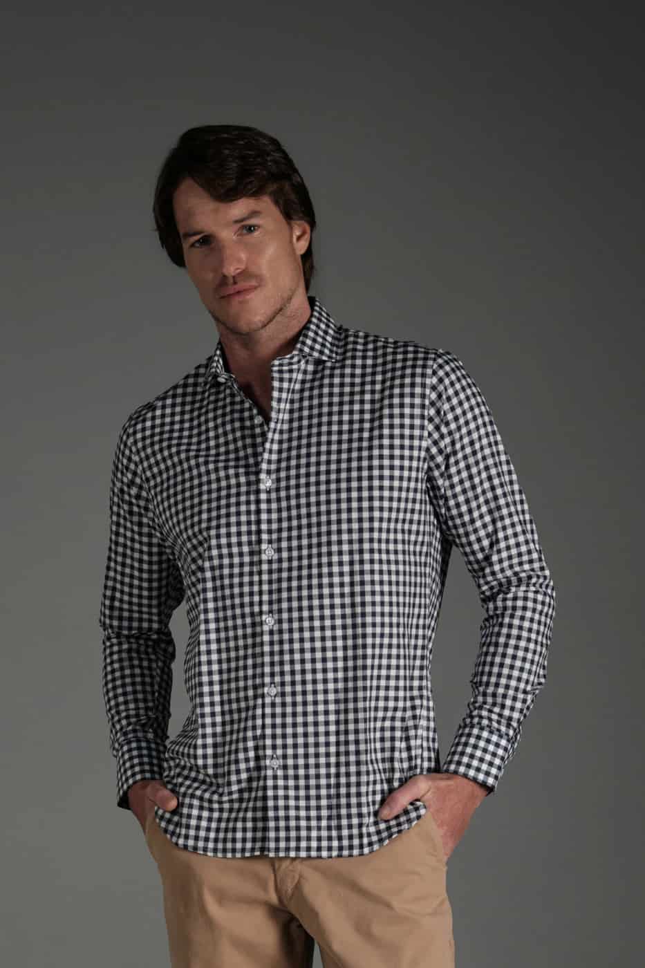Camisa Classic Algodón Cuadros Azul Navy - miniatura 3