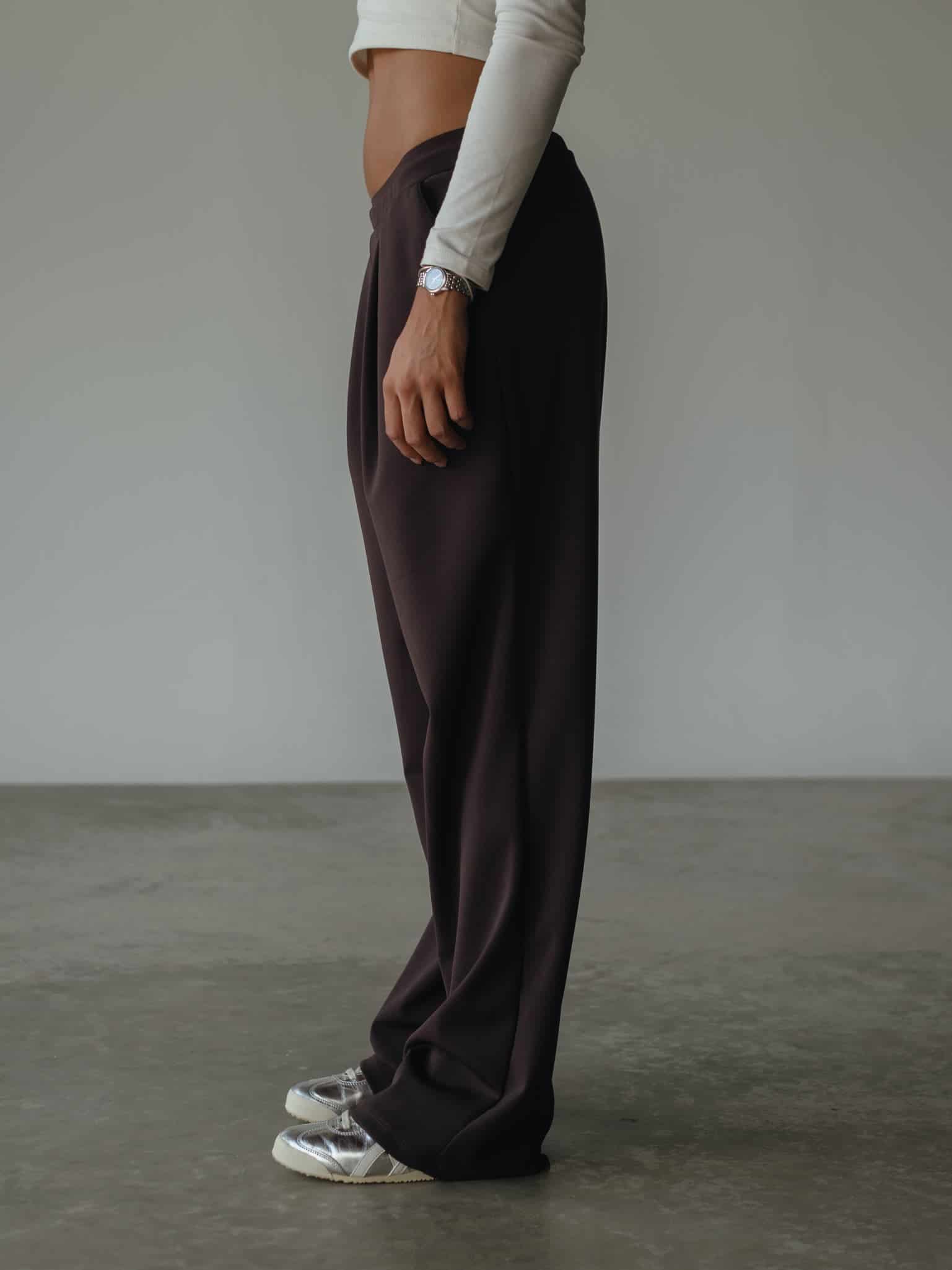 WIDE LEG BAND PANT - ESPRESSO - miniatura 5