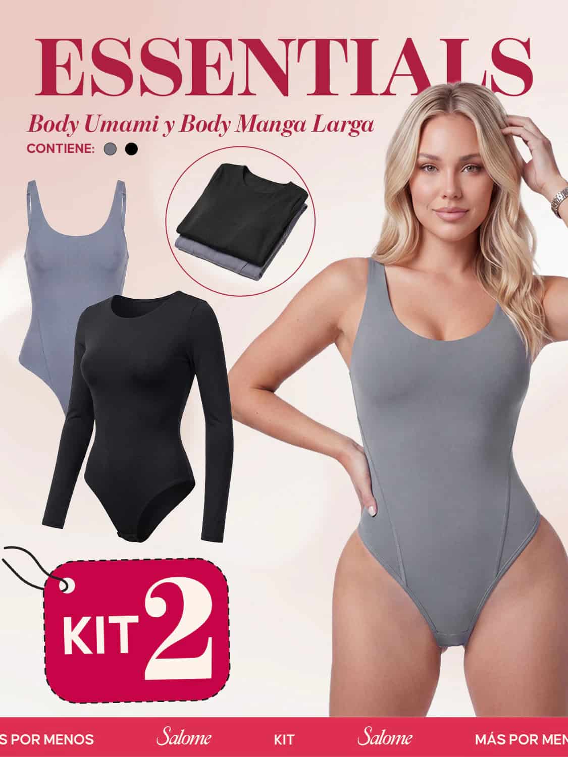 Kit Body Diario Umami Tiras Finas & Manga Larga Microfibra | Salome 5005 + 5008 | 03L5 - miniatura 3