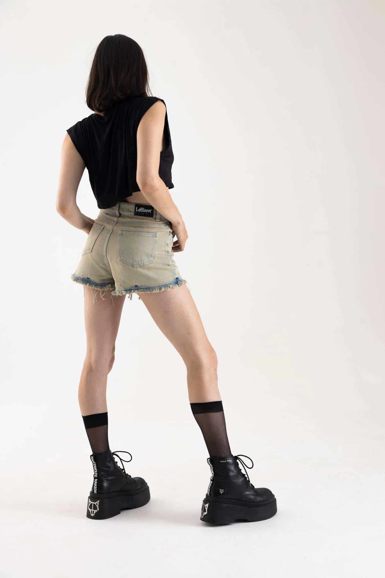 BLACK ACID DENIM SHORT - miniatura 13