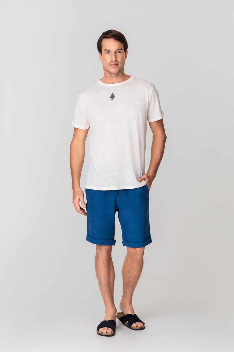 Men's linen bermuda white - miniatura 10