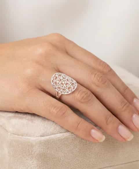Anillo circulo en la mitad plata filigrana - miniatura 2