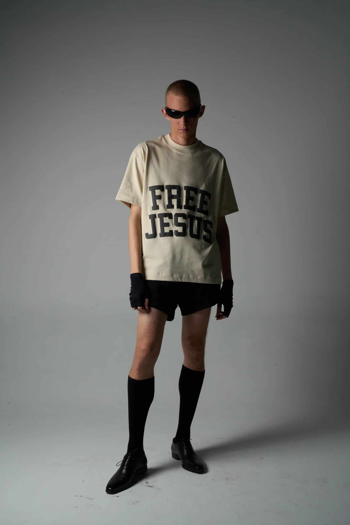 FREE JESUS OLIVE T-SHIRT - miniatura 2
