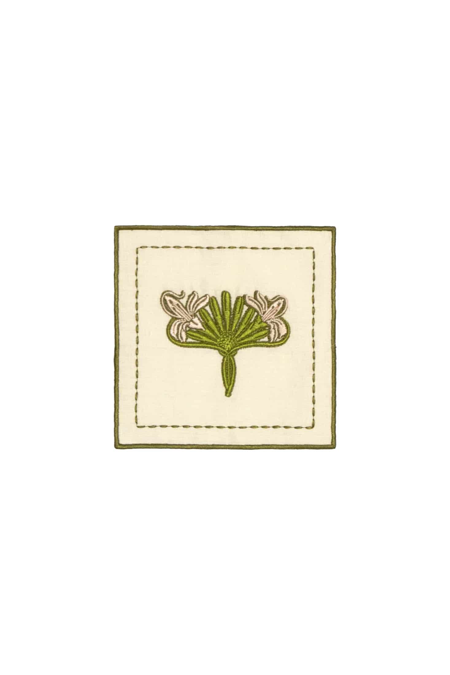 Lirios Cocktail Napkins / Ivory & Green - Set of 4 - miniatura 2