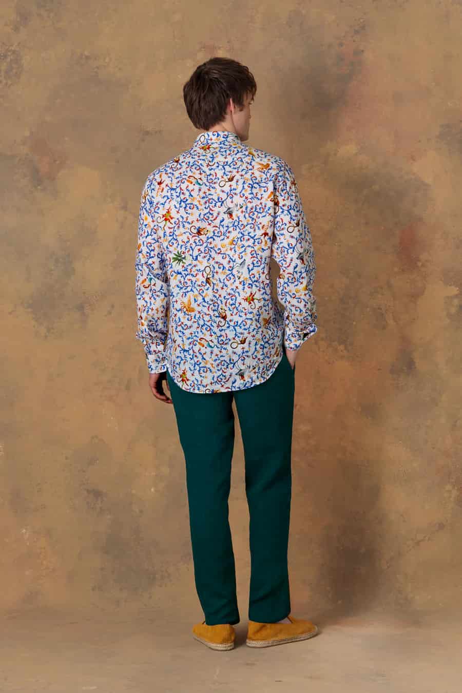 Men's shirt linen delphos white - miniatura 3
