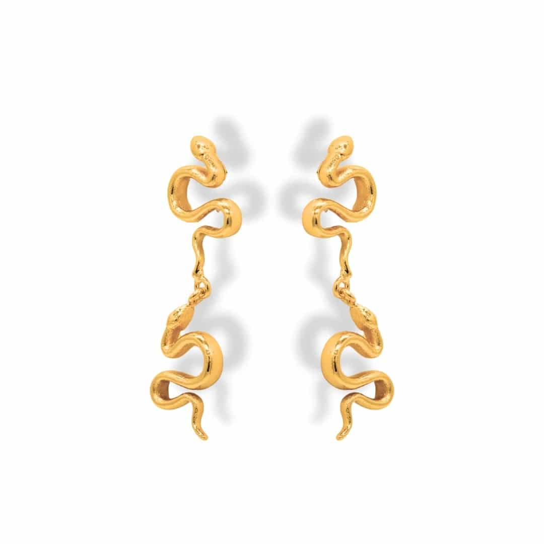 Aretes largos con serpiente grande - miniatura 1