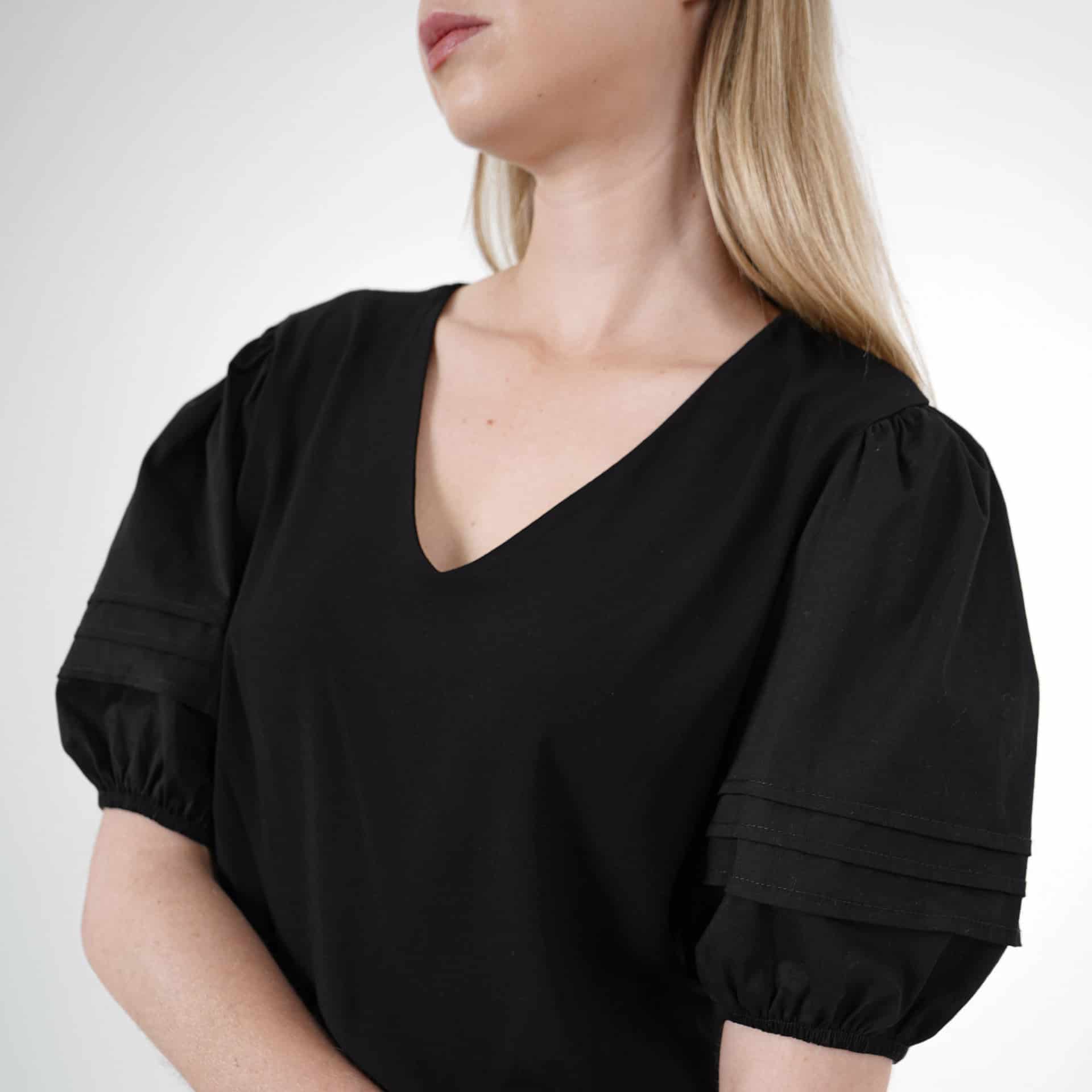 Blusa Cuello V Manga Corta Globo - miniatura 3