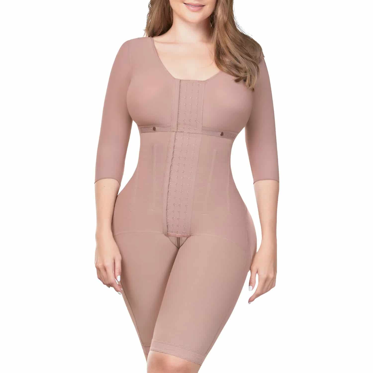Faja Colombiana Full Body a la Rodilla Postoperatorio Mangas Reloj de Arena Mujer - miniatura 11