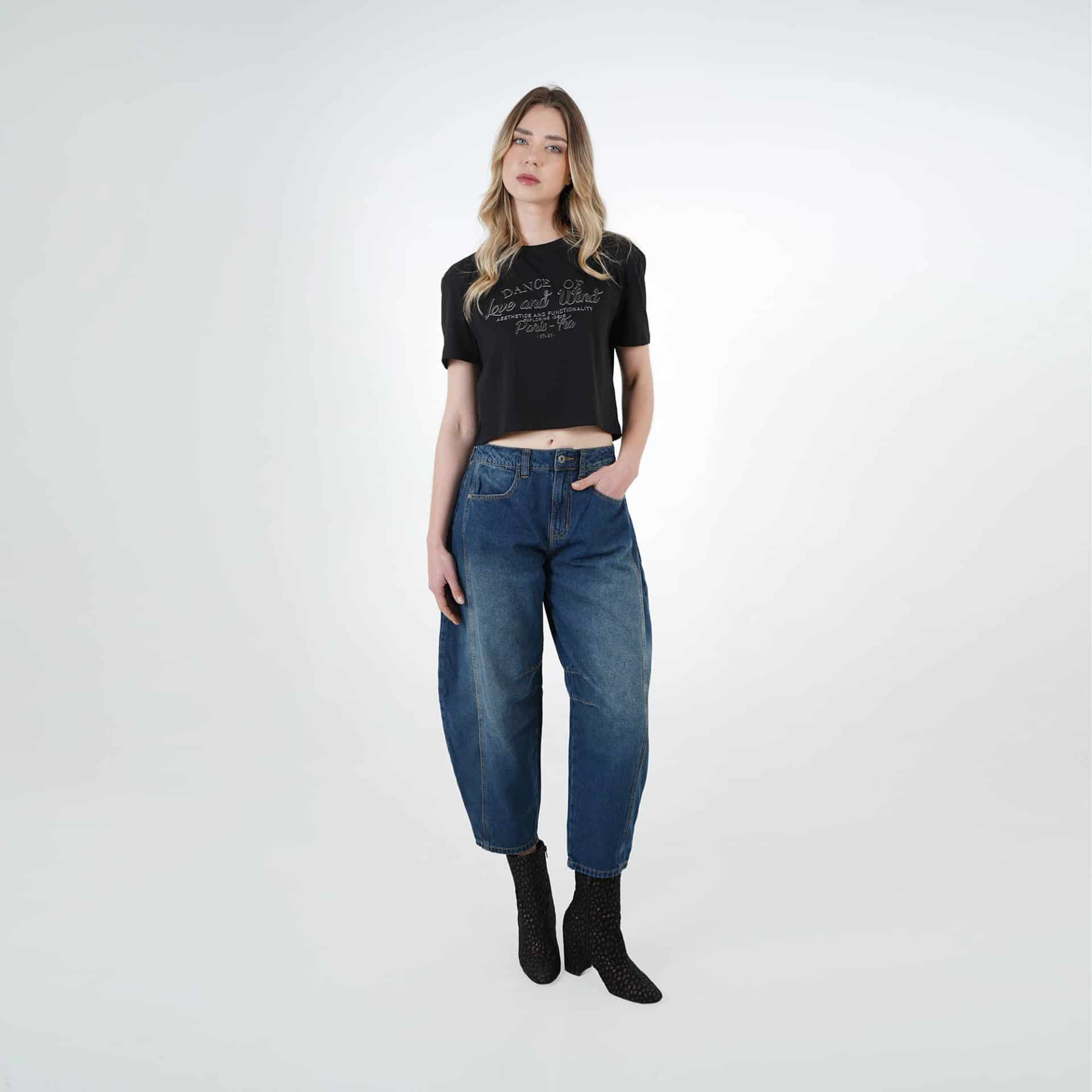 Camiseta crop cuello redondo manga corta estampado Dance - miniatura 5