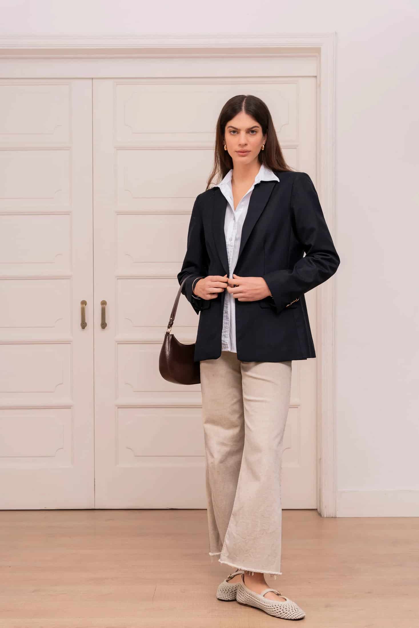 Blazer Merino Mujer Azul Oscuro - miniatura 2