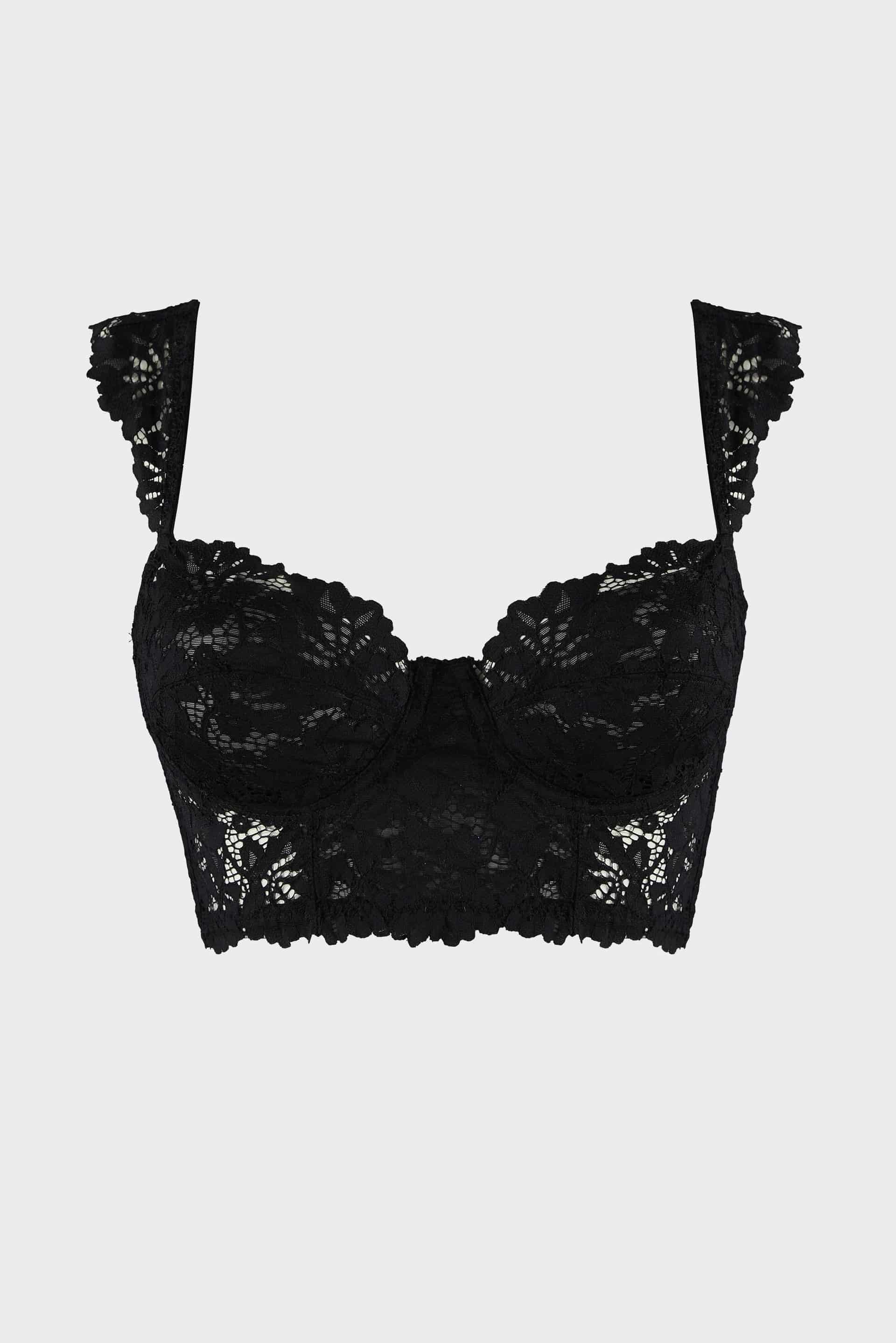 BRASIER BUSTIER ELLIPSE CON ARO Y ENCAJE TOTAL COMODIDAD VINTAGE NEGRO - miniatura 4