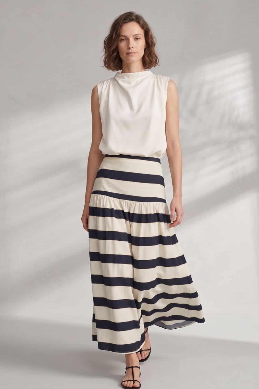 Falda andalucia ivory  navy - miniatura 3