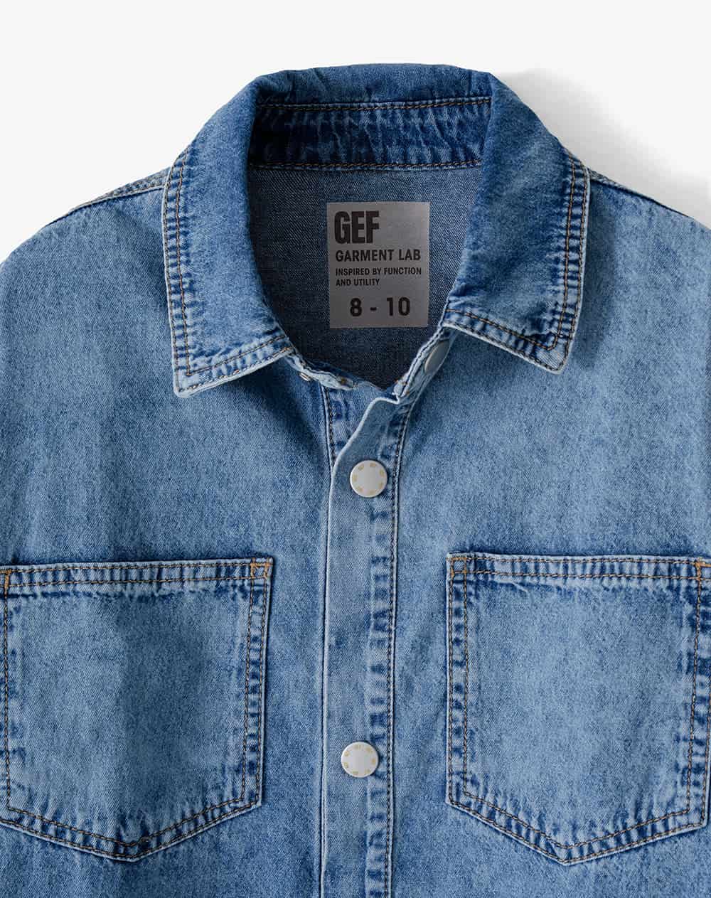 Camisa oversized manga larga índigo medio niña - miniatura 3